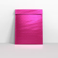 Hot Pink Metallic Finish Bubble Bag Mailers