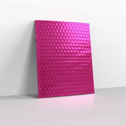 Hot Pink Metallic Finish Bubble Bag Mailers