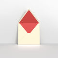 Ivory & Red Fancy Paper Lined Envelopes