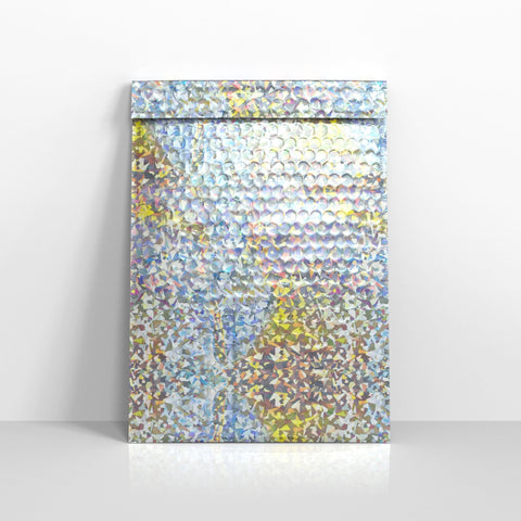 Silver Holographic Metallic Finish Bubble Bag Mailers