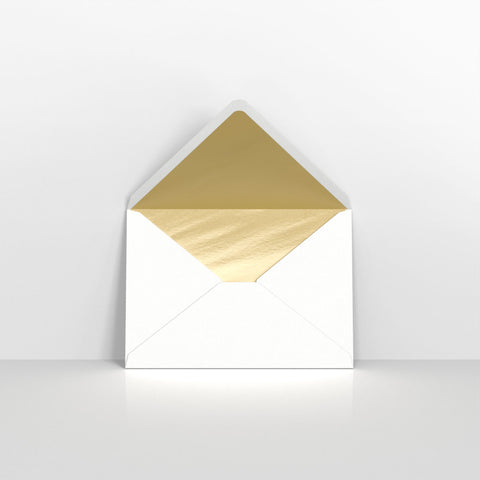 White & Gold Fancy Foil Lined Envelopes