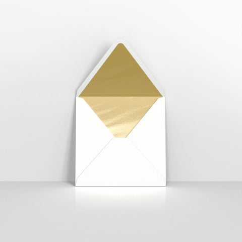 White & Gold Fancy Foil Lined Envelopes