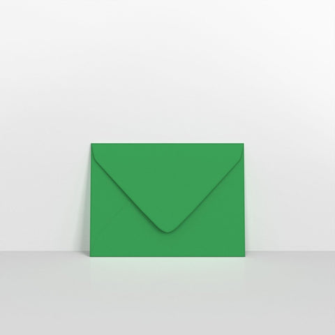 CU133KGR - Holly Green Coloured Gummed Greeting Card V Flap Envelopes - Greeting Card Envelopes