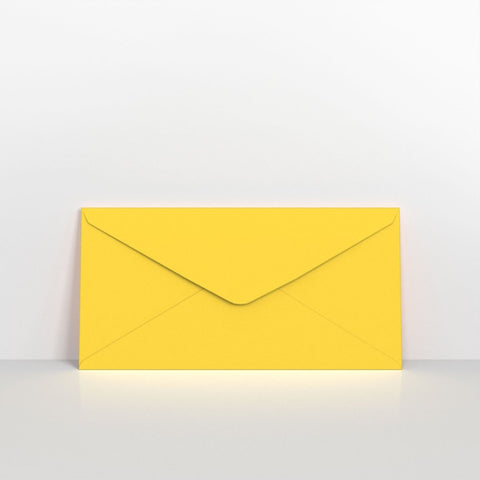 GCDLMY - Mid Yellow Coloured Gummed V Flap Envelopes - Greeting Card Envelopes