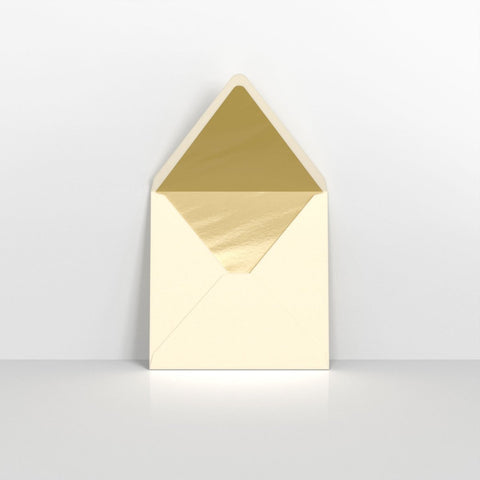 TL160G - Ivory & Gold Fancy Foil Lined Envelopes - Lined Envelopes