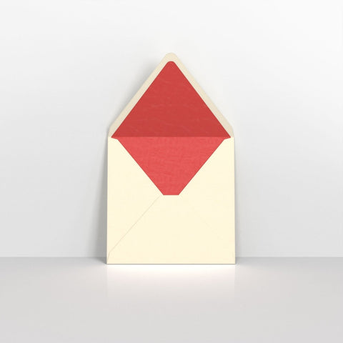 TL160R - Ivory & Red Fancy Paper Lined Envelopes - Lined Envelopes