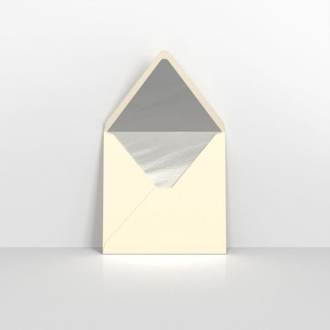 TL160S - Ivory & Silver Fancy Foil Lined Envelopes - Lined Envelopes