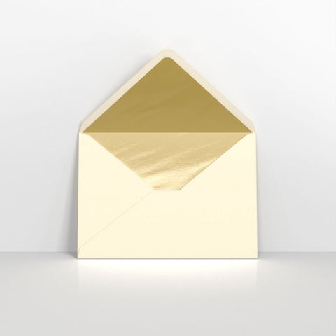 TLC5G - Ivory & Gold Fancy Foil Lined Envelopes - Lined Envelopes