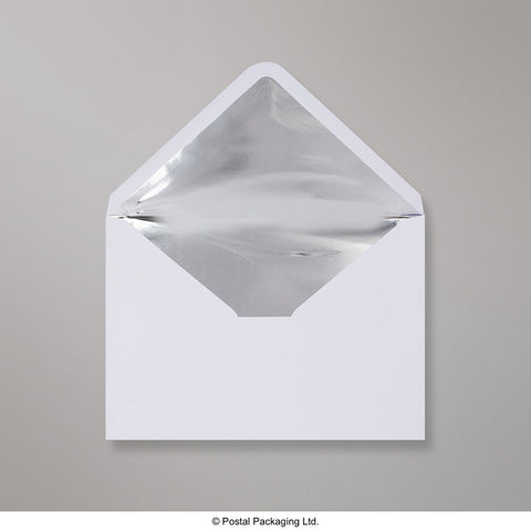 TLC5S - W - White & Silver Fancy Foil Lined Envelopes - Lined Envelopes