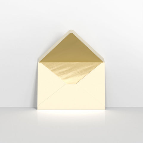 TLC6G - Ivory & Gold Fancy Foil Lined Envelopes - Lined Envelopes