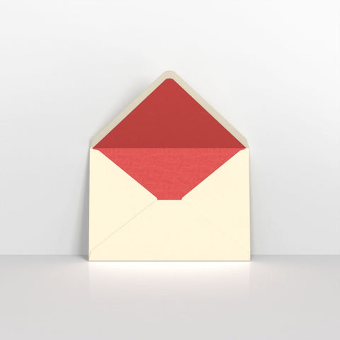 TLC6R - Ivory & Red Fancy Paper Lined Envelopes - Lined Envelopes