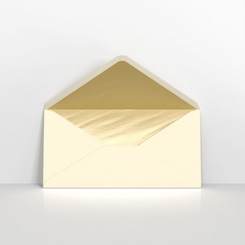 TLDLG - Ivory & Gold Fancy Foil Lined Envelopes - Lined Envelopes