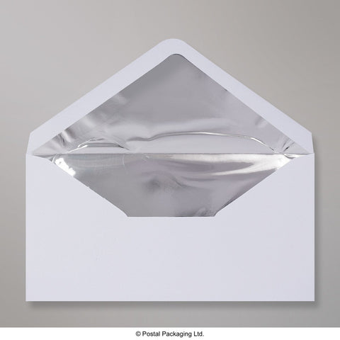 TLDLS - W - White & Silver Fancy Foil Lined Envelopes - Lined Envelopes